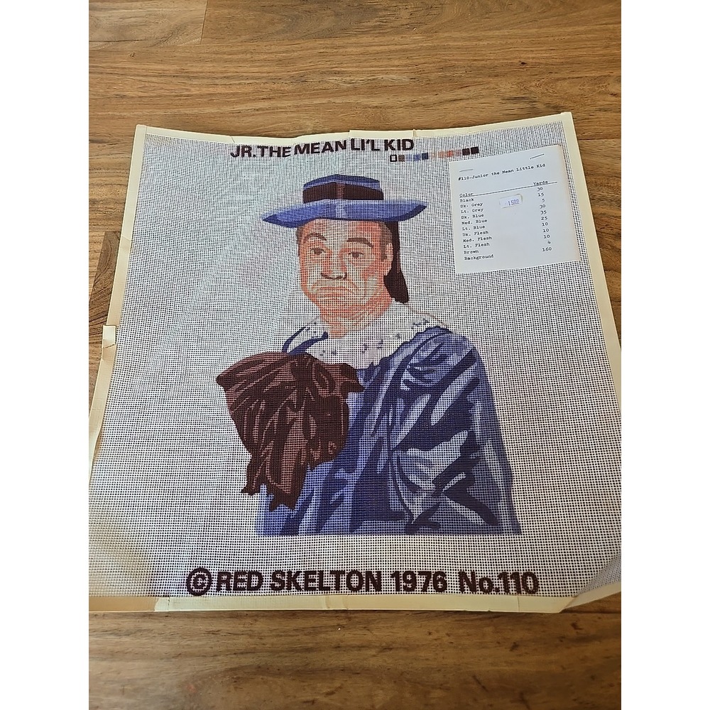Vintage Red Skelton Needlepoint Canvas 1976 Jr The Mean Widdle Kid 110 HTF